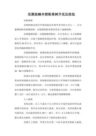 花期放蜂并授粉果树开花压枝低