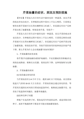 芹菜抽薹的症状、原因及预防措施