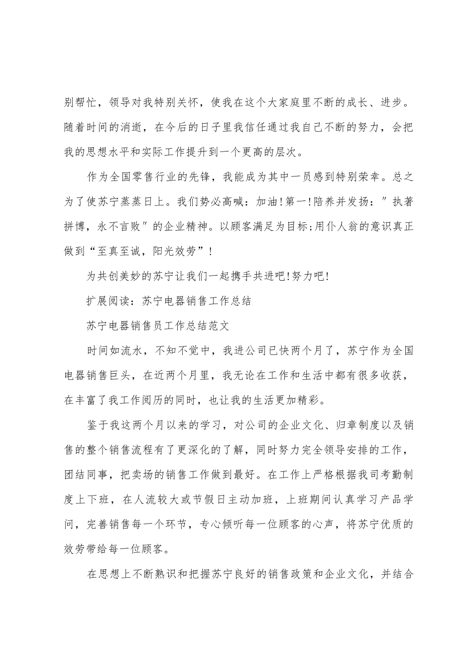 苏宁电器营业员工作总结_第2页