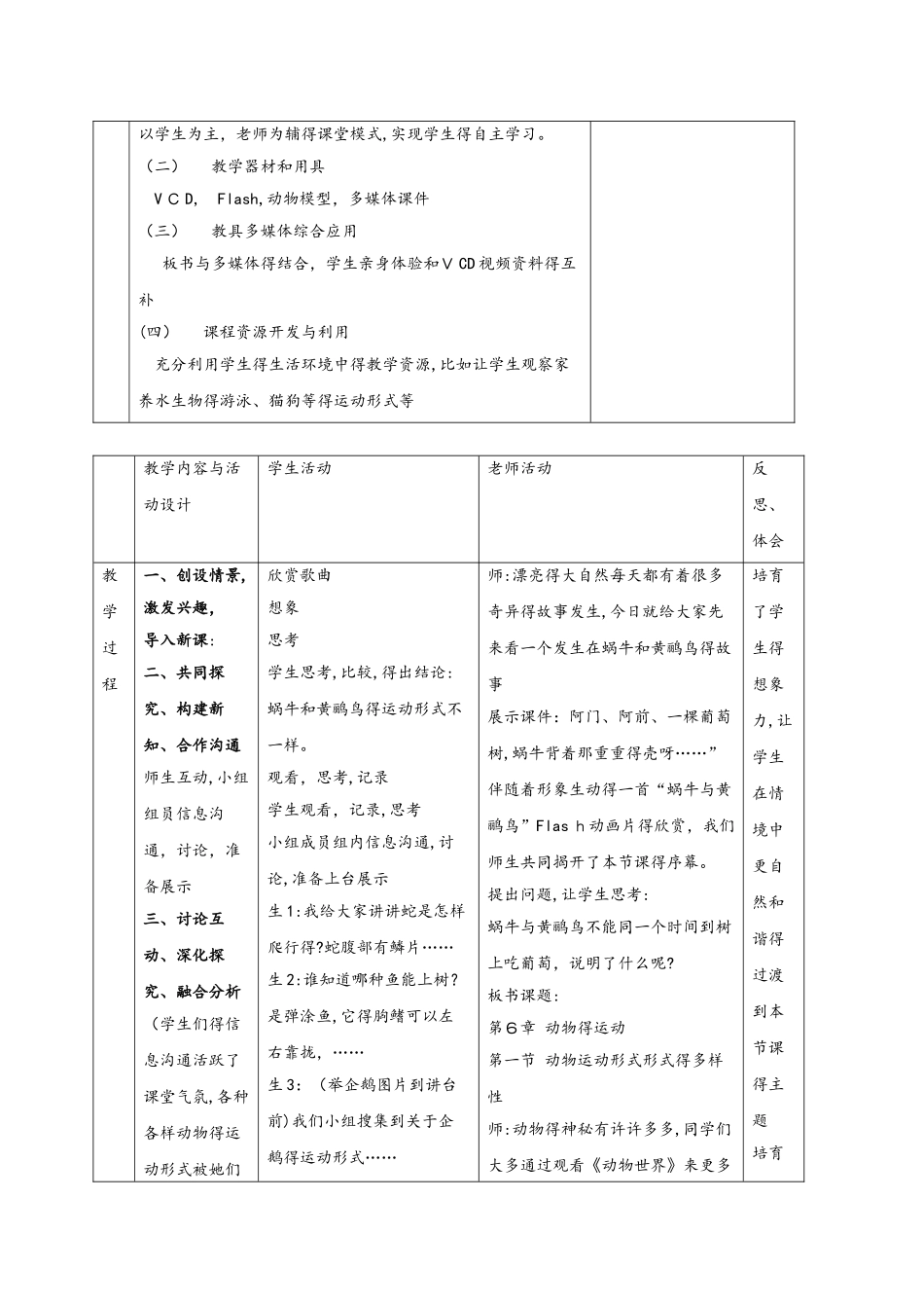 苏教版八年级生物上册17.1 动物运动的形式和能量供应教案_第2页