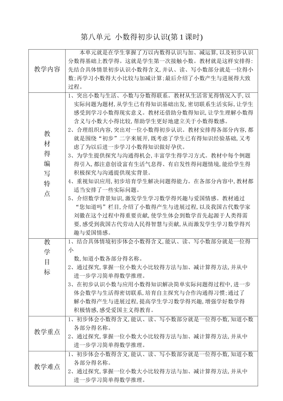 苏教版数学三年级下册第八单元《小数的初步认识》教案_第2页