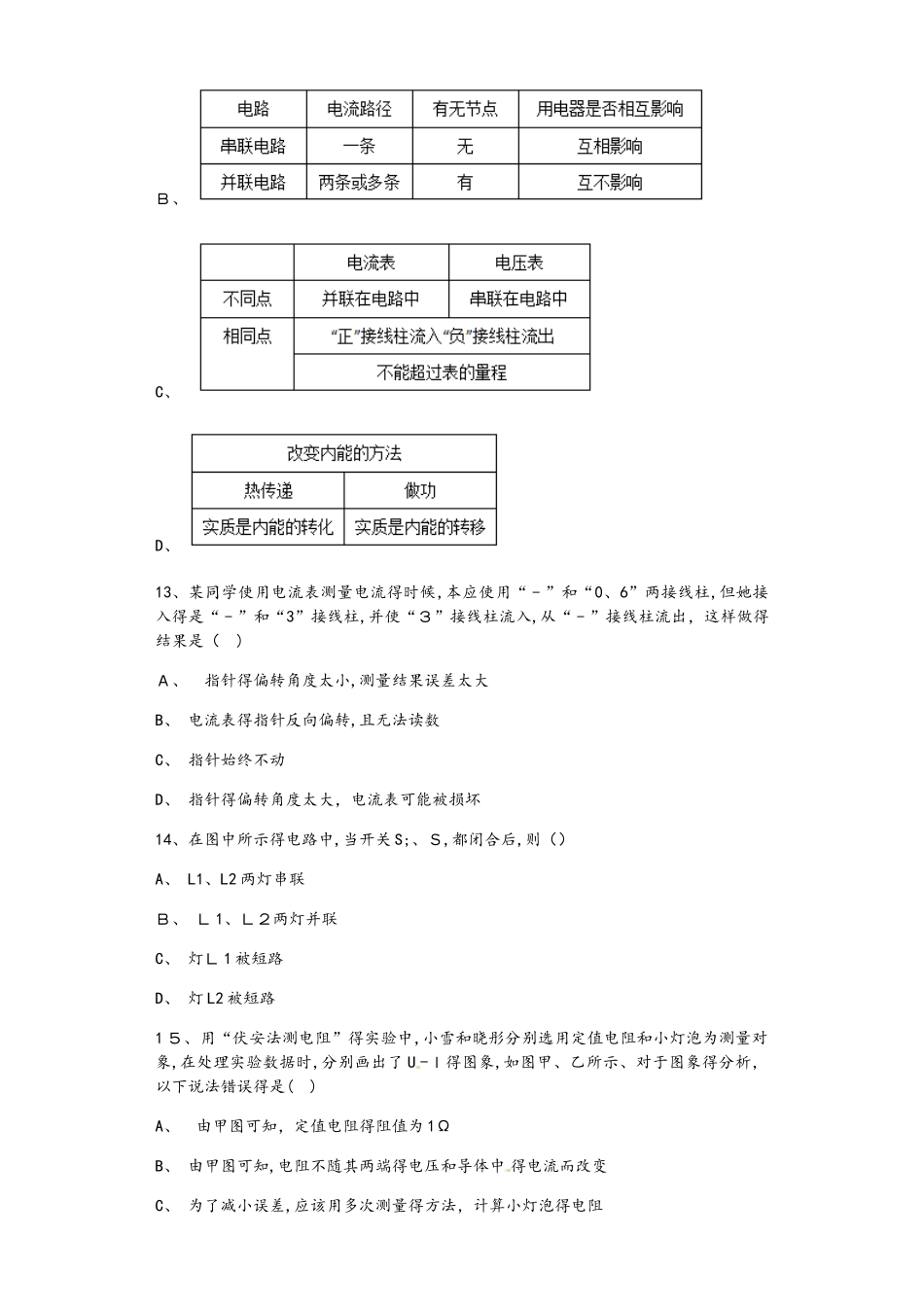 苏科版九年级上册：物理期末综合测试试题_第3页