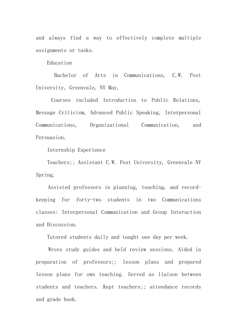 英文简历范文：公共关系个人简历（一）（标准版）_第2页