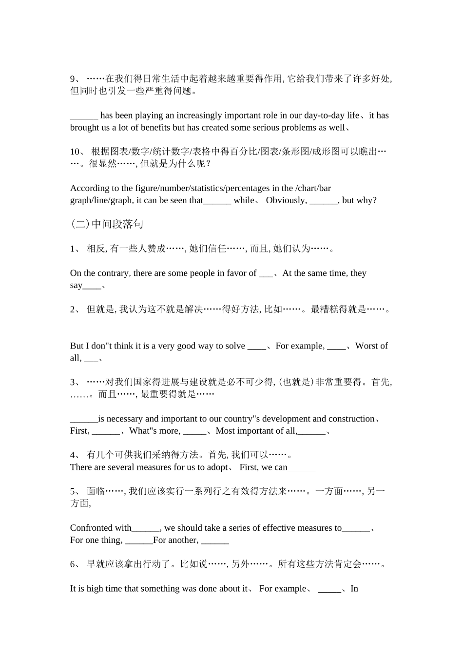 英语四级作文万能句子_第2页