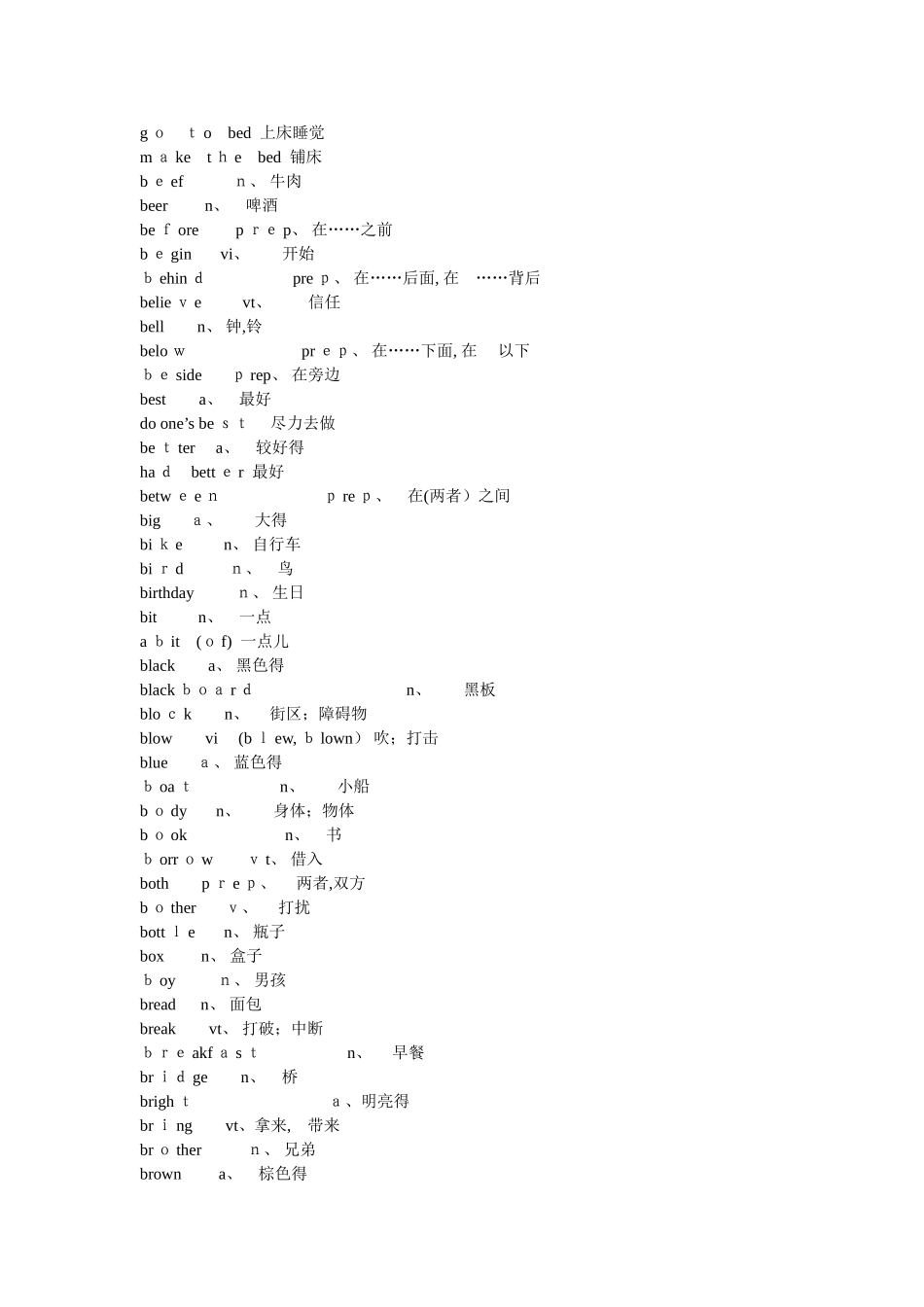 英语等级考试PETS一级词汇表_第3页