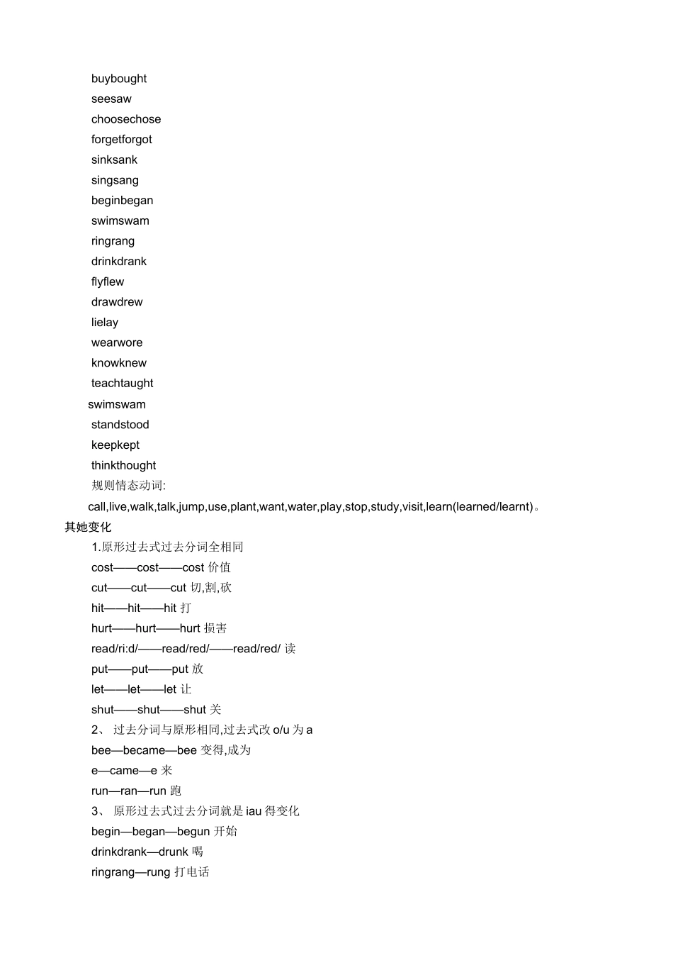 英语过去式构成规则_第3页