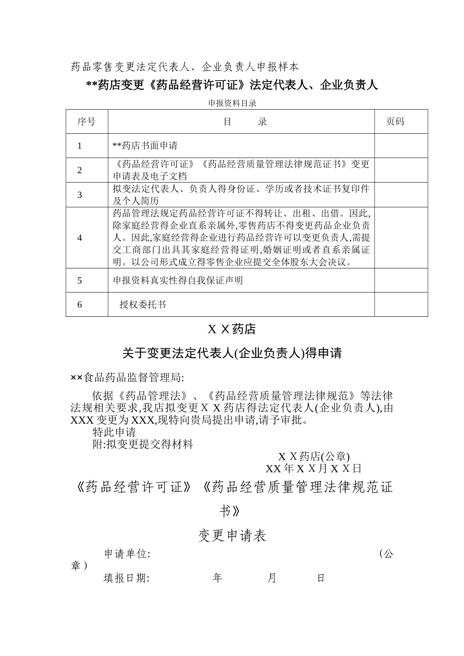 药店变更法定代表人、企业负责人_第1页