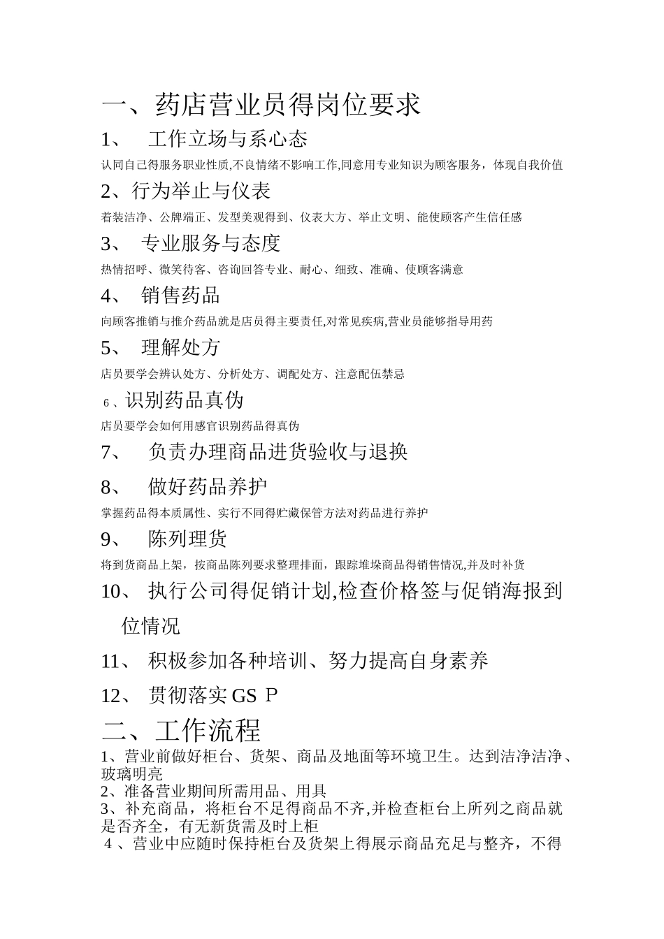 药店营业员的岗位要求_第1页