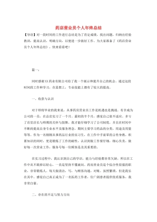 药店营业员个人年终总结