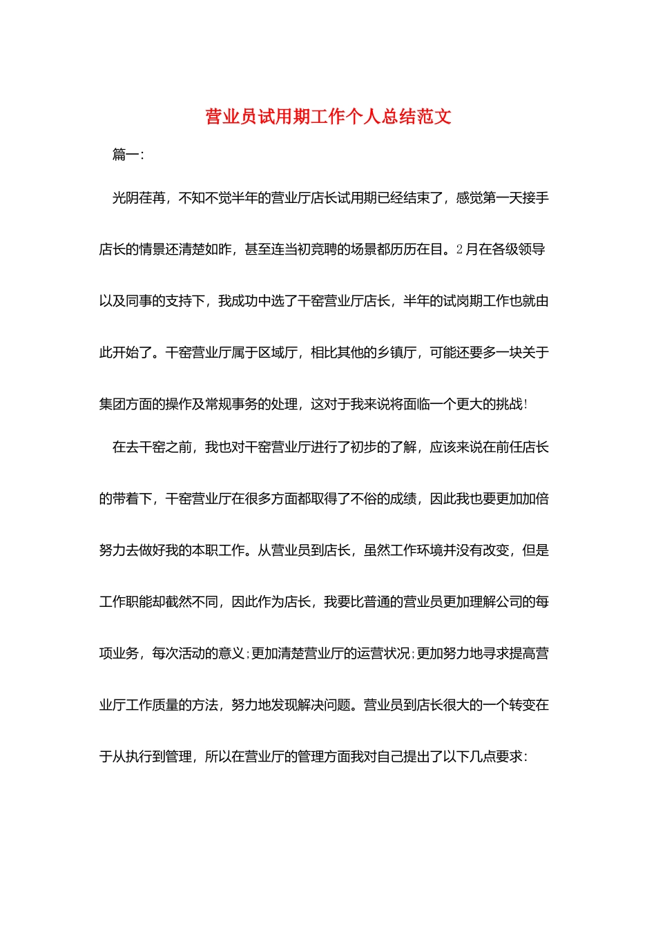 营业员试用期工作个人总结范文_第1页