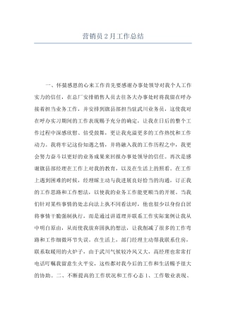 营销员2月工作总结