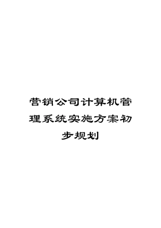 营销公司计算机管理系统实施方案初步规划