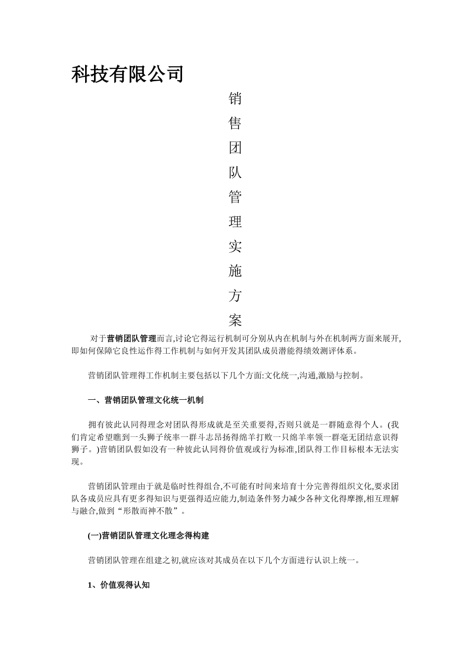 营销团队管理方案_第1页