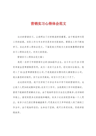 营销实习心得体会范文