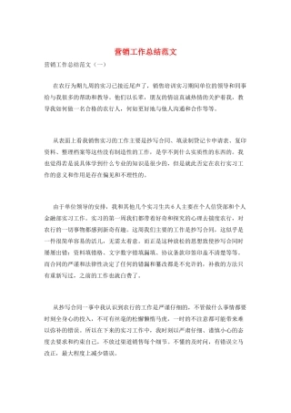 营销工作总结范文