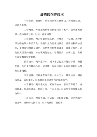 蛋鸭的饲养技术