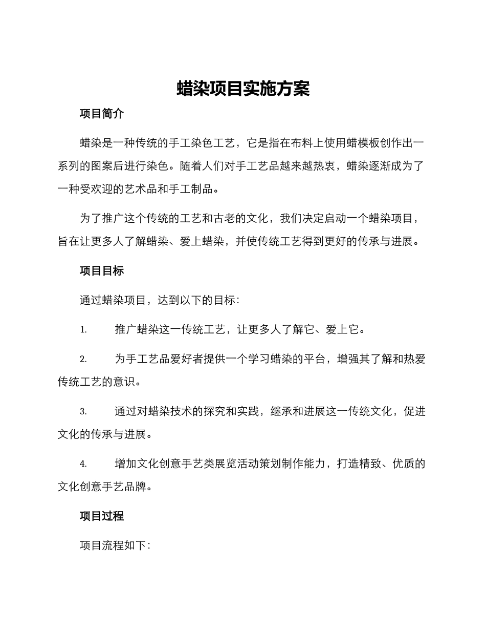 蜡染项目实施方案_第1页