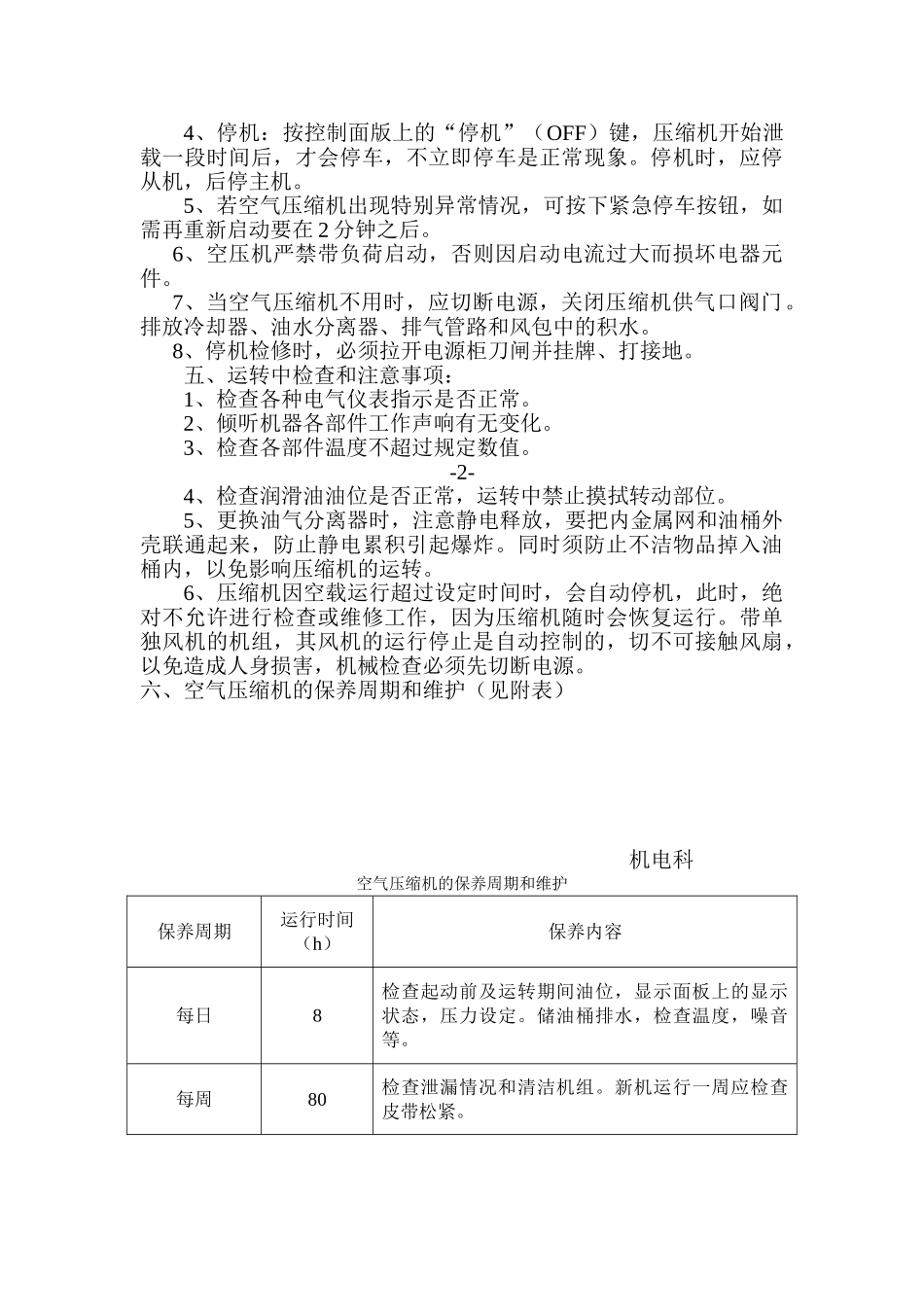 螺杆空压机操作规程_第2页