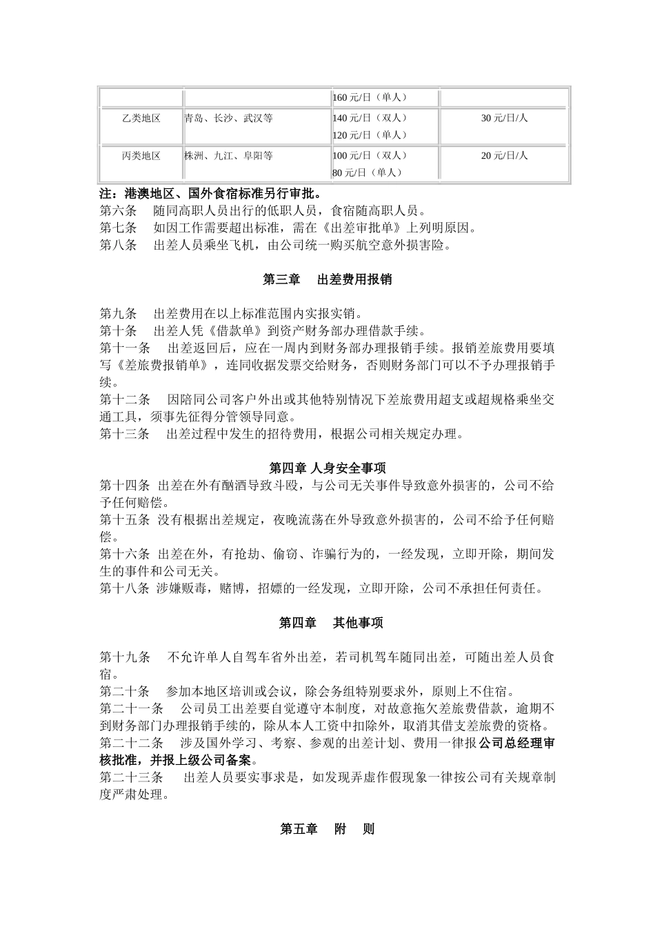 行销部出差人员管理制度 _第2页