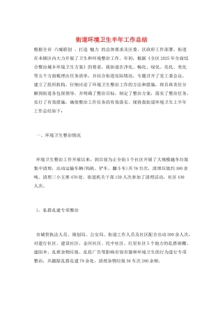 街道环境卫生半年工作总结