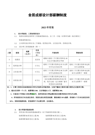 装修设计师薪酬制度 