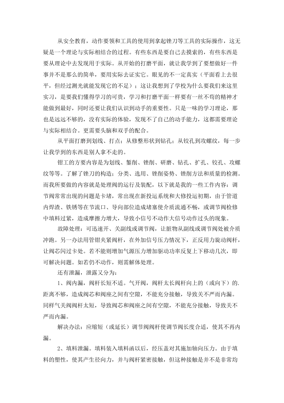 装配钳工试用期工作总结范文_第2页