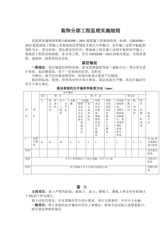 装饰分部工程监理实施细则