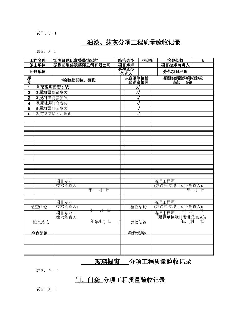 装饰工程分部分项检验批质量验收记录表_第2页