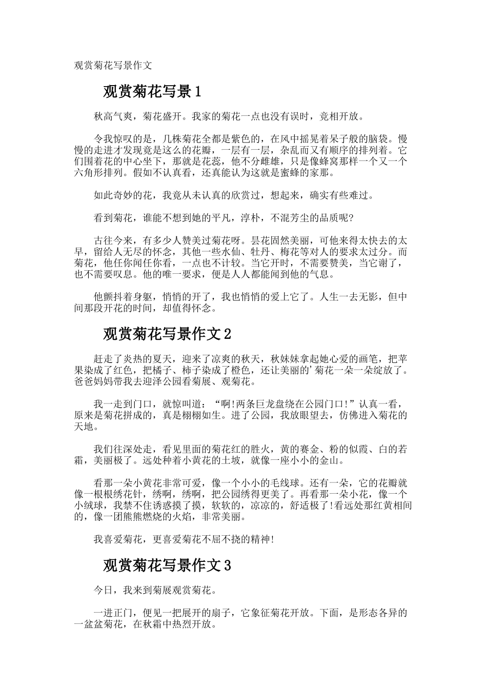观赏菊花写景作文_第1页