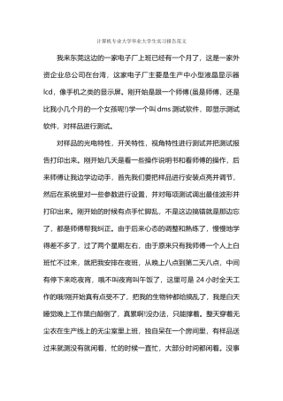 计算机专业大学毕业大学生实习报告范文