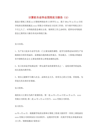 计算机专业毕业顶岗实习报告