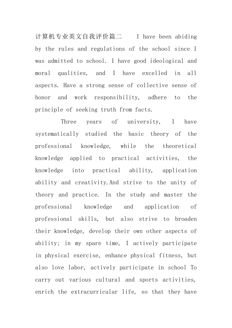 计算机专业英文自我评价_第3页