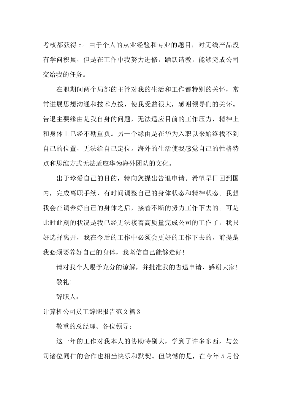 计算机公司员工辞职报告范文_第3页