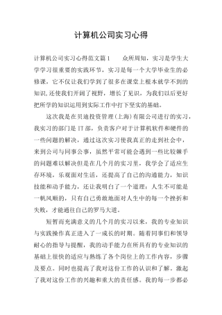 计算机公司实习心得