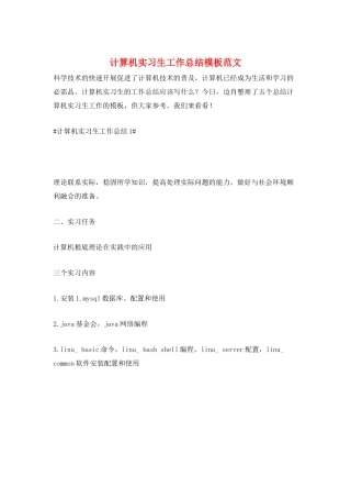 计算机实习生工作总结模板范文