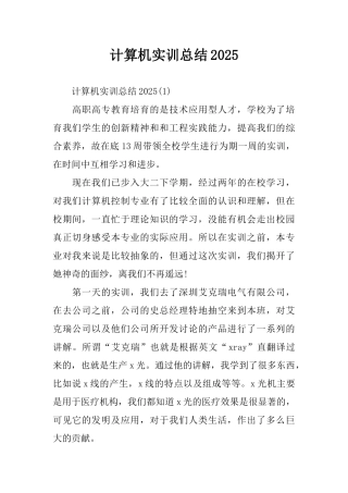 计算机实训总结2025