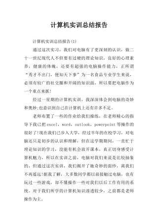 计算机实训总结报告