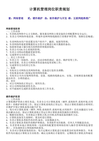 计算机岗位职责