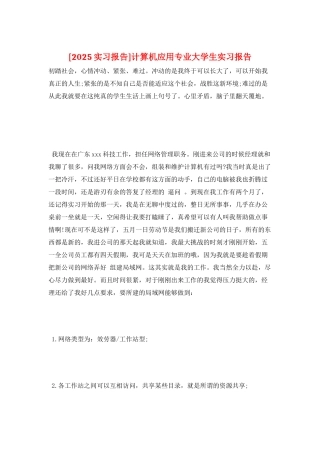 计算机应用专业大学生实习报告