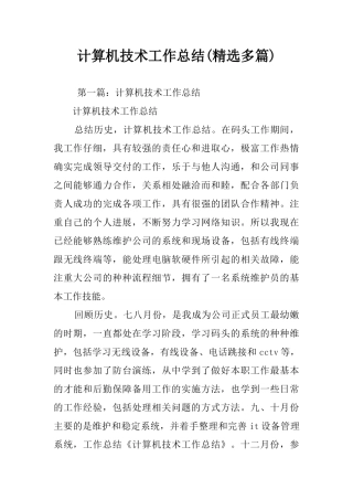 计算机技术工作总结