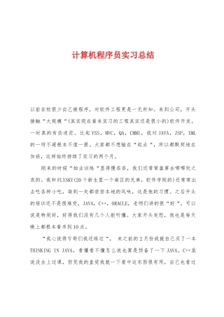 计算机程序员实习总结