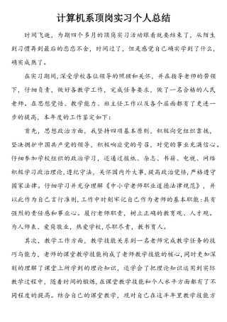 计算机系顶岗实习个人总结