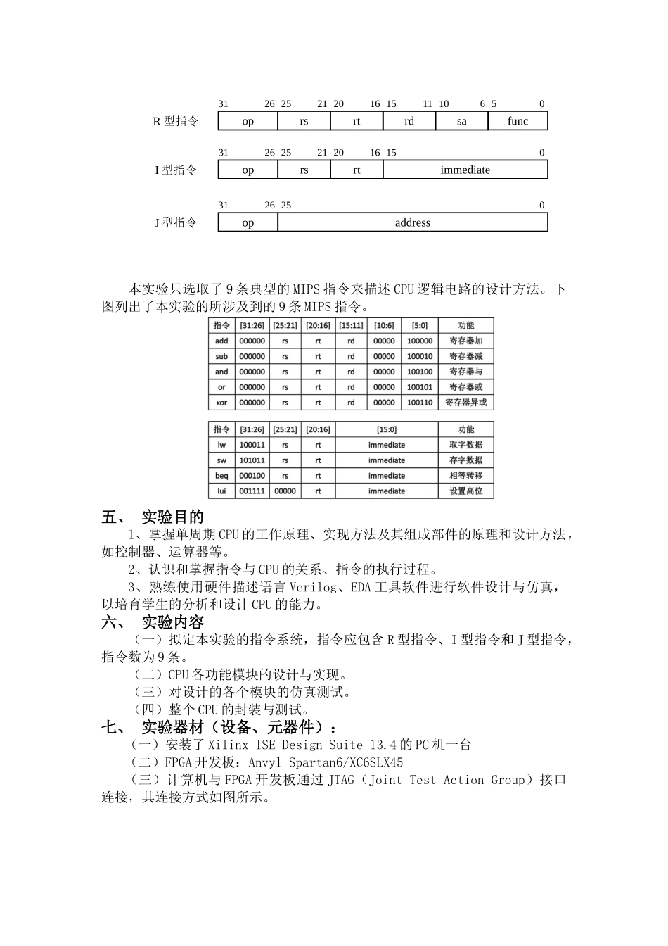 计算机组成原理实验报告-单周期CPU的设计与实现_第3页