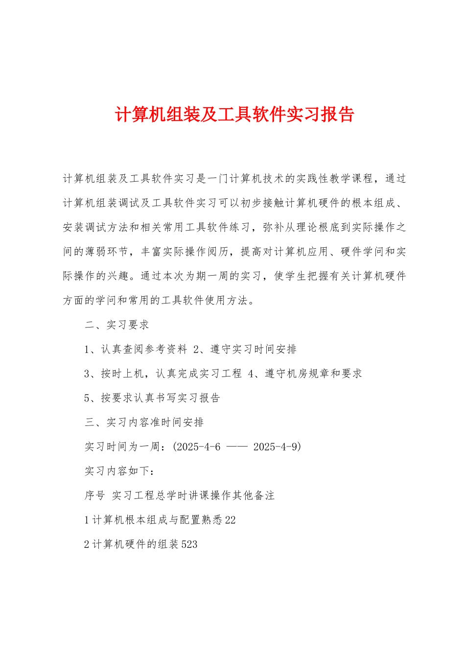 计算机组装及工具软件实习报告_第1页