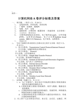 计算机网络A答案