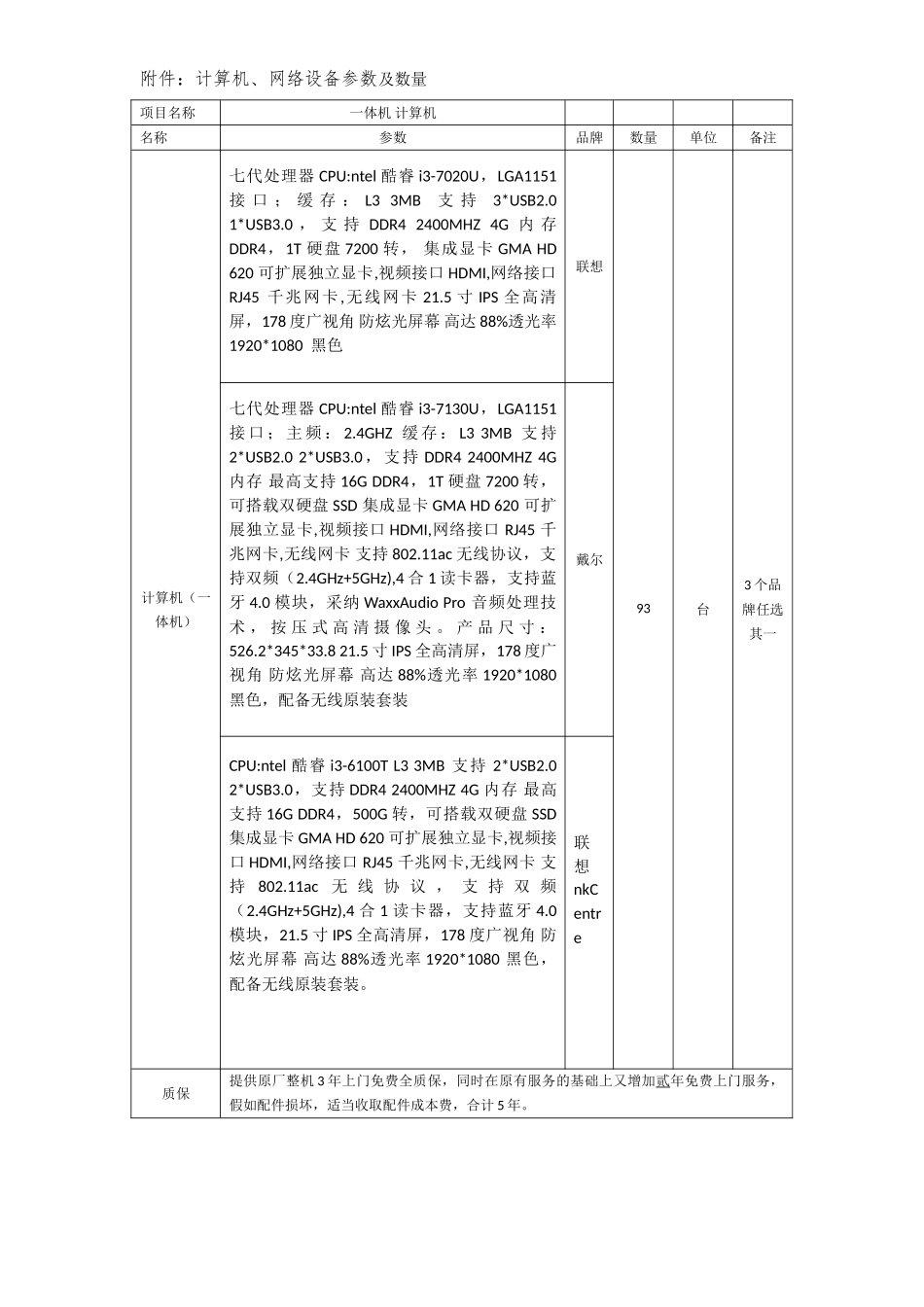 计算机网络设备参数及数量_第1页