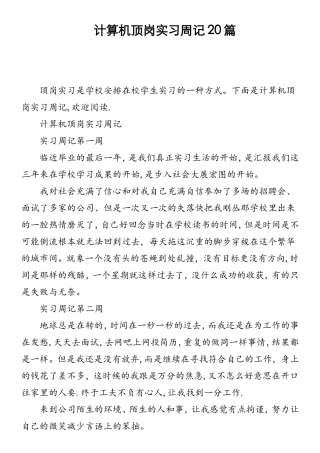 计算机顶岗实习周记20篇