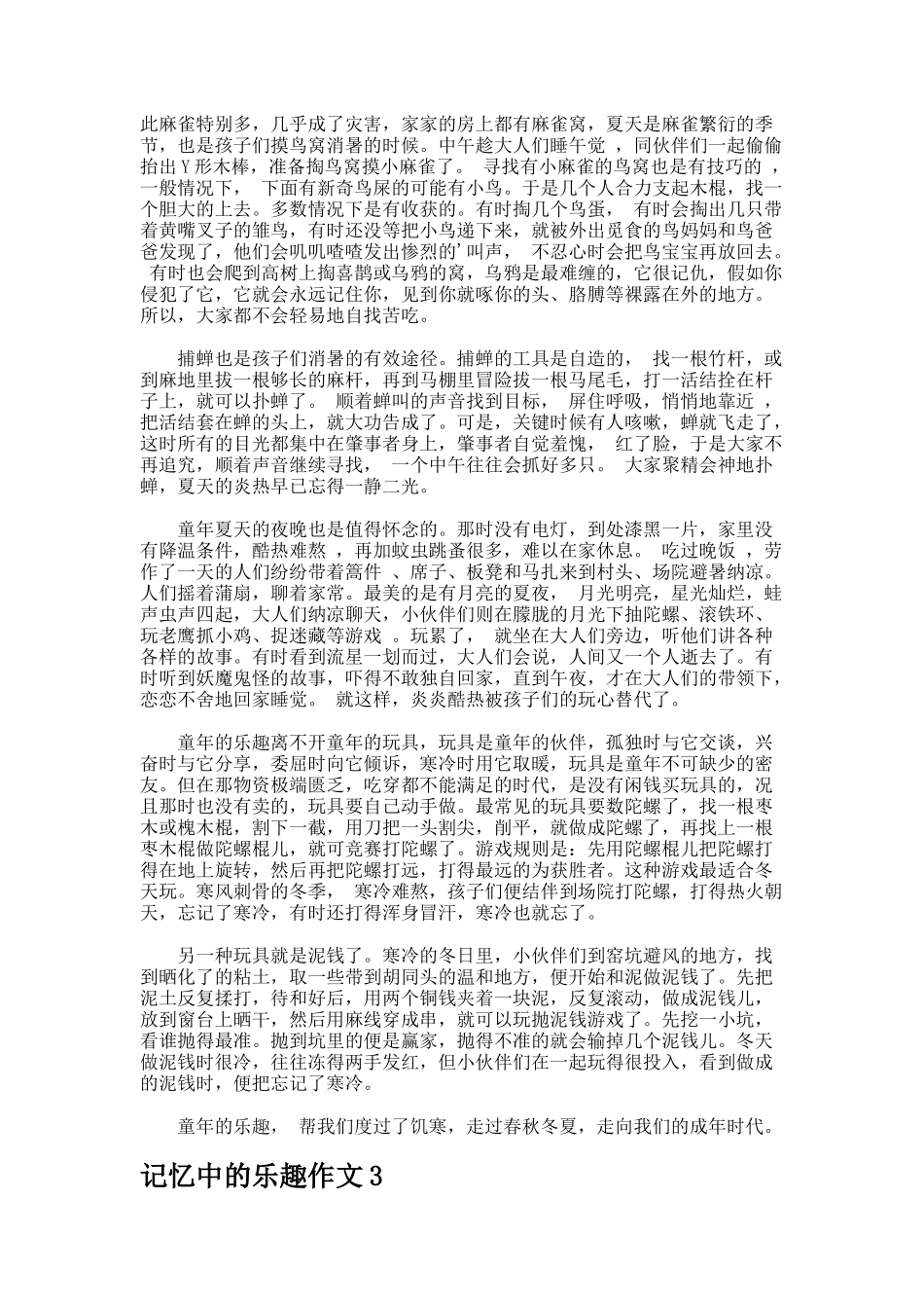 记忆中的乐趣作文_第2页