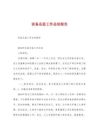 设备总监工作总结报告