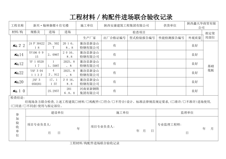 设备进场联合验收记录表_第1页